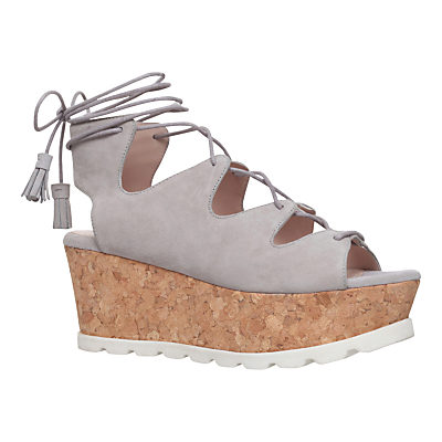 Carvela Kooper Ghillie Cork Wedge Sandals Grey Suede Carvela Kooper Ghillie Cork Wedge Sandals Grey Suede